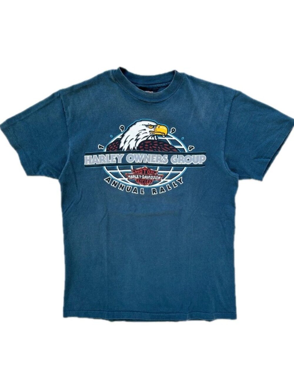 1994 Harley Owners Group Rally Tee M Navy Blue Albuquerque USA Vintage